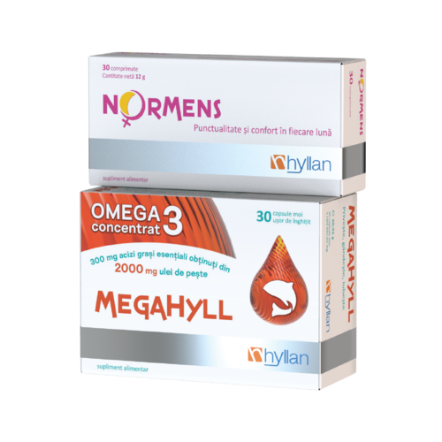 NorMens si MegaHyll pentru ciclu regulat, fara dureri menstruale.